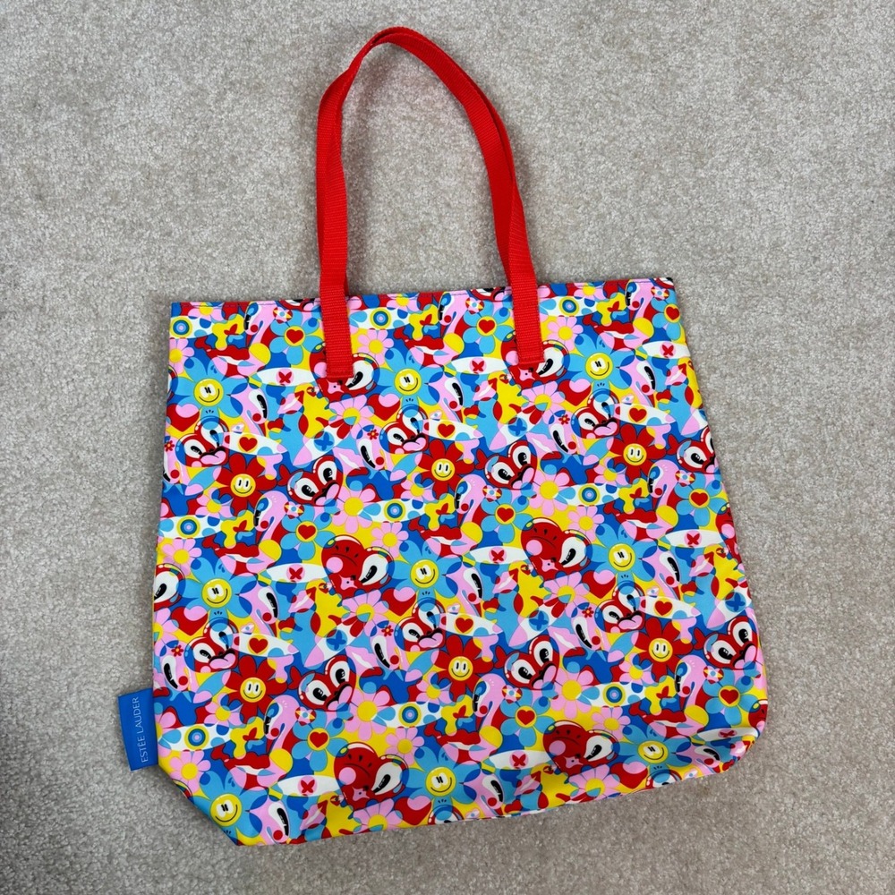 Estee Lauder‎ Pop Hattie Stewart Art Heart Flower Tote Bag Multicolor NWOT